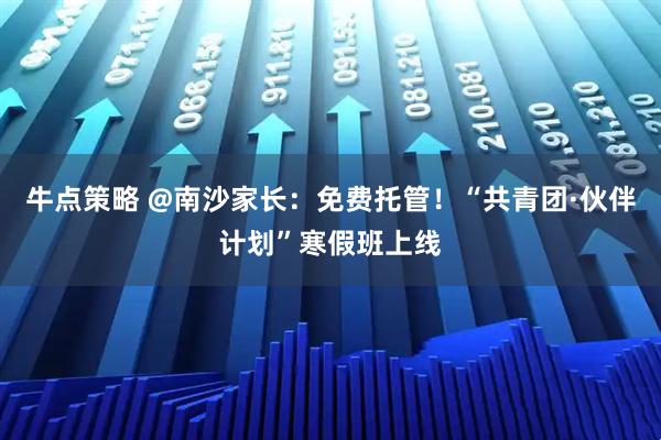 牛点策略 @南沙家长：免费托管！“共青团·伙伴计划”寒假班上线